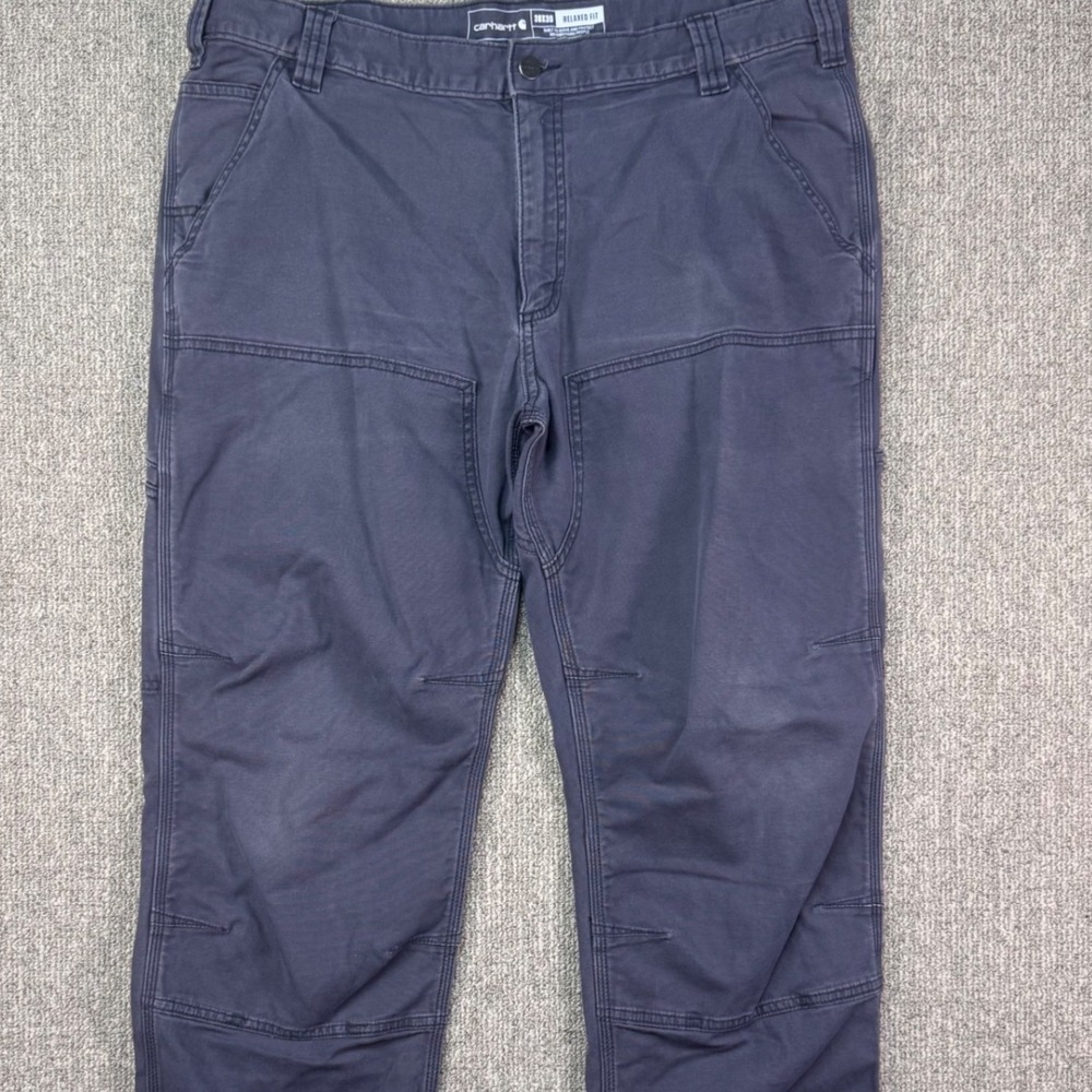 Carhartt Double Knee Rugged Flex Canvas Work Pants 38x30 Slate Blue‎ Utility